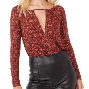 Free People Kaya Print Cutout Bodysuit